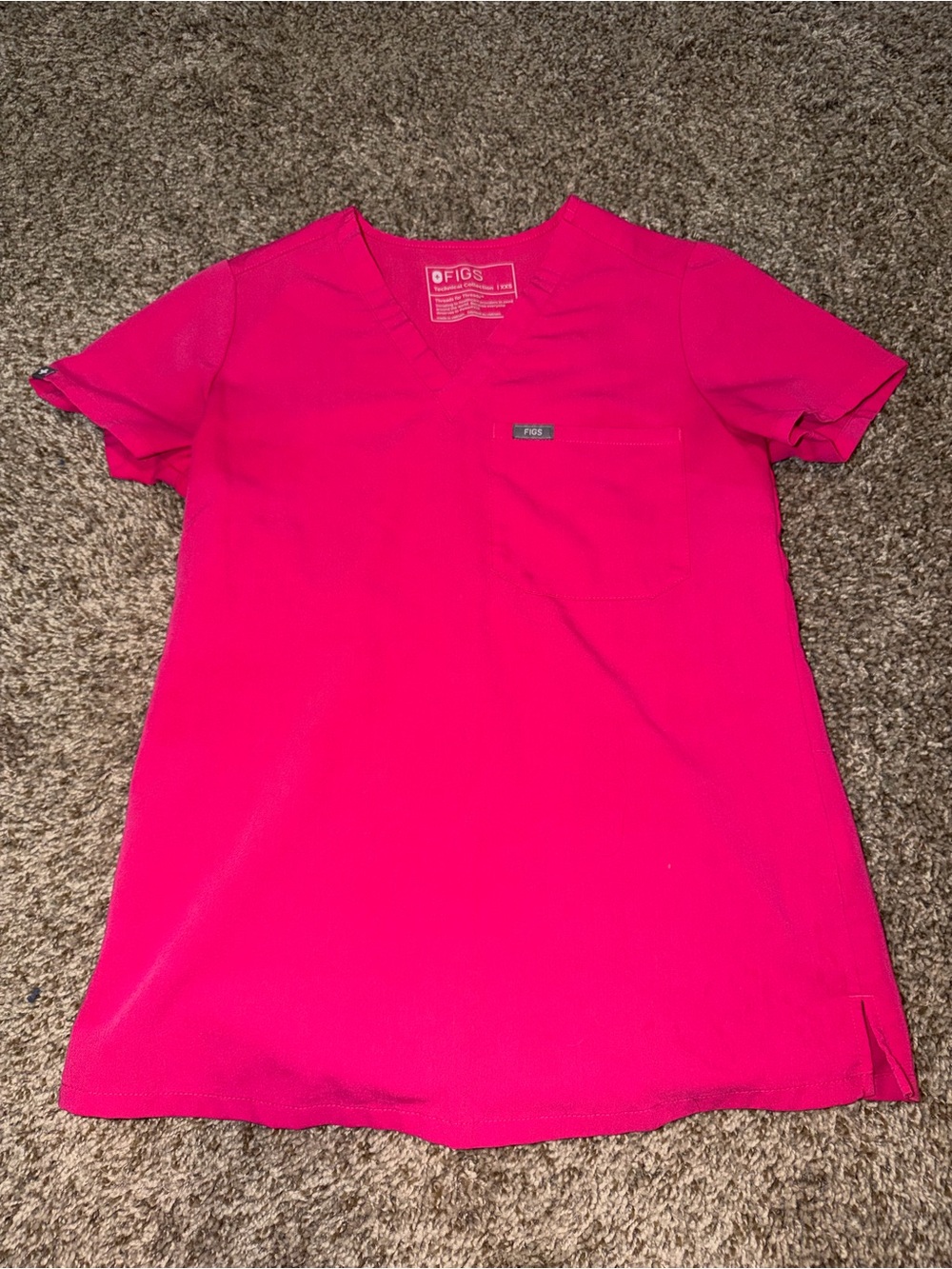 FIGS Women's Catarina Scrub Top in popping Pink xxs